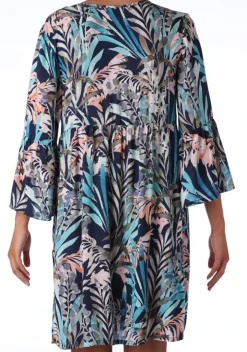 Strandkleider & Sommerkleider|Kaftan, Tunika & Pareo^Ritratti Kaftan SEYCHELLES blau-bunt von Mare blau mit floralem Muster