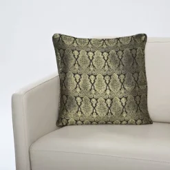 Sofakissen^Seidenwolke Kissenhülle MADRAS Paisleymuster Seidenbrokat schwarz grün oder rubin-rot - jeweils mit goldenem Metallfaden verwoben