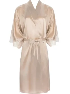 Morgenmantel Kurz|Morgenmantel Mit Spitze^Lise Charmel Knielanger Stretchseiden Kimono SPLENDEUR SOIE von