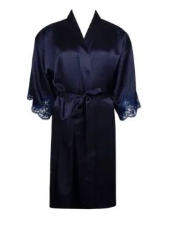 Morgenmantel Kurz|Morgenmantel Mit Spitze^Lise Charmel Knielanger Stretchseiden Kimono SPLENDEUR SOIE von