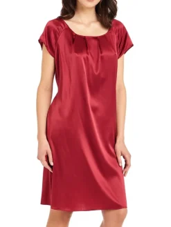 Seiden Basics|Seide Sleepshirt^Gattina Kurzarm Nachtkleid Stretchseide SEDUZIONE DI SETA von grün