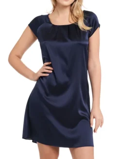 Seiden Basics|Seide Sleepshirt^Gattina Kurzarm Nachtkleid Stretchseide SEDUZIONE DI SETA von grün