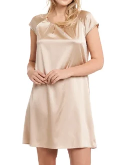 Seiden Basics|Seide Sleepshirt^Gattina Kurzarm Nachtkleid Stretchseide SEDUZIONE DI SETA von grün