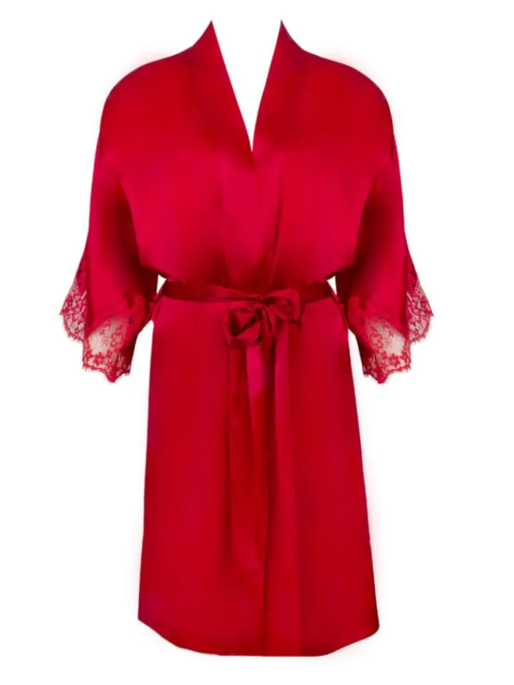 Morgenmantel Kurz|Morgenmantel Mit Spitze^Lise Charmel Kurzer Stretchseide Morgenmantel SPLENDEUR SOIE von