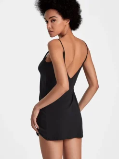 Edle Nachthemden|Alle Negligés^Aubade Kurzes Negligé LAZY DAYS mit Modal und Seide von schwarz und smaragdgrün