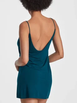 Edle Nachthemden|Alle Negligés^Aubade Kurzes Negligé LAZY DAYS mit Modal und Seide von schwarz und smaragdgrün