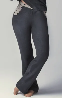 Lounge-Wear^Gattina Kuschel-Baumwolle Lounge-Hose CASUAL wärmend von grau oder beige