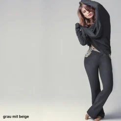Lounge-Wear^Gattina Kuschel-Baumwolle Lounge-Hose CASUAL wärmend von grau oder beige