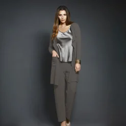 Lounge-Wear|Hausmantel (Warm)^Gattina Kuschel-Baumwolle Lounge-Hose CASUAL von fango-grau