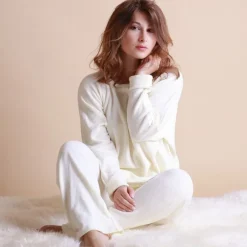 Lounge-Wear|Hausmantel (Warm)^Gattina Kuschel-Baumwolle Lounge-Hose CASUAL von fango-grau