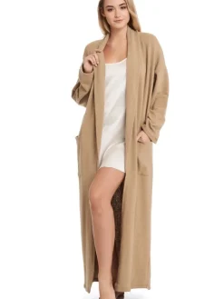 Lounge-Wear|Hausmantel (Warm)^Gattina Kuschel-Baumwolle Morgenmantel SONJA von beige