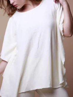 Lounge-Wear|Kurzarm^Gattina Kuschel-Baumwolle Poncho / Bigshirt CASUAL von schwarz oder wollweiß