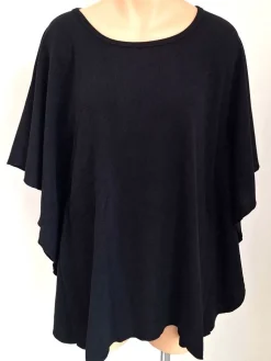 Lounge-Wear|Kurzarm^Gattina Kuschel-Baumwolle Poncho / Bigshirt CASUAL von schwarz oder wollweiß