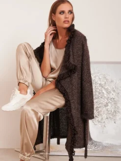 Lounge-Wear|Strickjacken & -Mäntel^Chiara Fiorini Kuscheliger Morgenmantel mit Mohair von braun