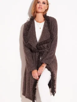 Lounge-Wear|Strickjacken & -Mäntel^Chiara Fiorini Kuscheliger Morgenmantel mit Mohair von braun