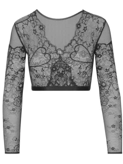 Shirt Mit Spitze|Langarm^Cadolle Langarm Minitop BOLERO COEUR Spitze von schwarz