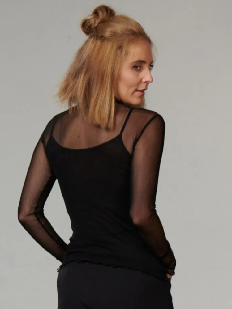 Shirts Mit Seide|Mit Rollkragen^Kokon Zwo Langarm Rollkragen Shirt NETZTÜLL 100% Seide von