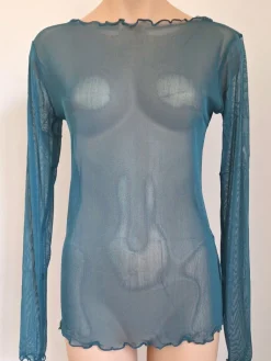 Shirts Mit Seide|Langarm^Kokon Zwo Langarm U-Boot Shirt NETZTÜLL 100% Seide von