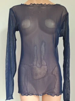 Shirts Mit Seide|Langarm^Kokon Zwo Langarm U-Boot Shirt NETZTÜLL 100% Seide von