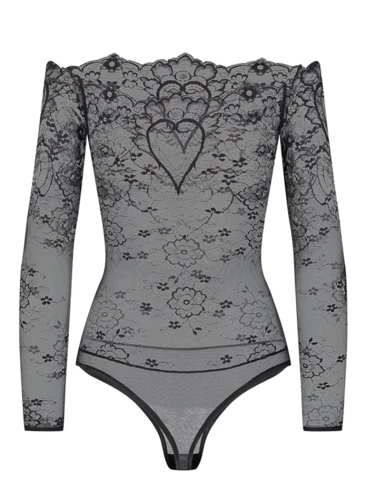 Langarm|Alle Bodys^Cadolle Langarm-Body COEUR Spitze schwarz von schwarz mit Spitze