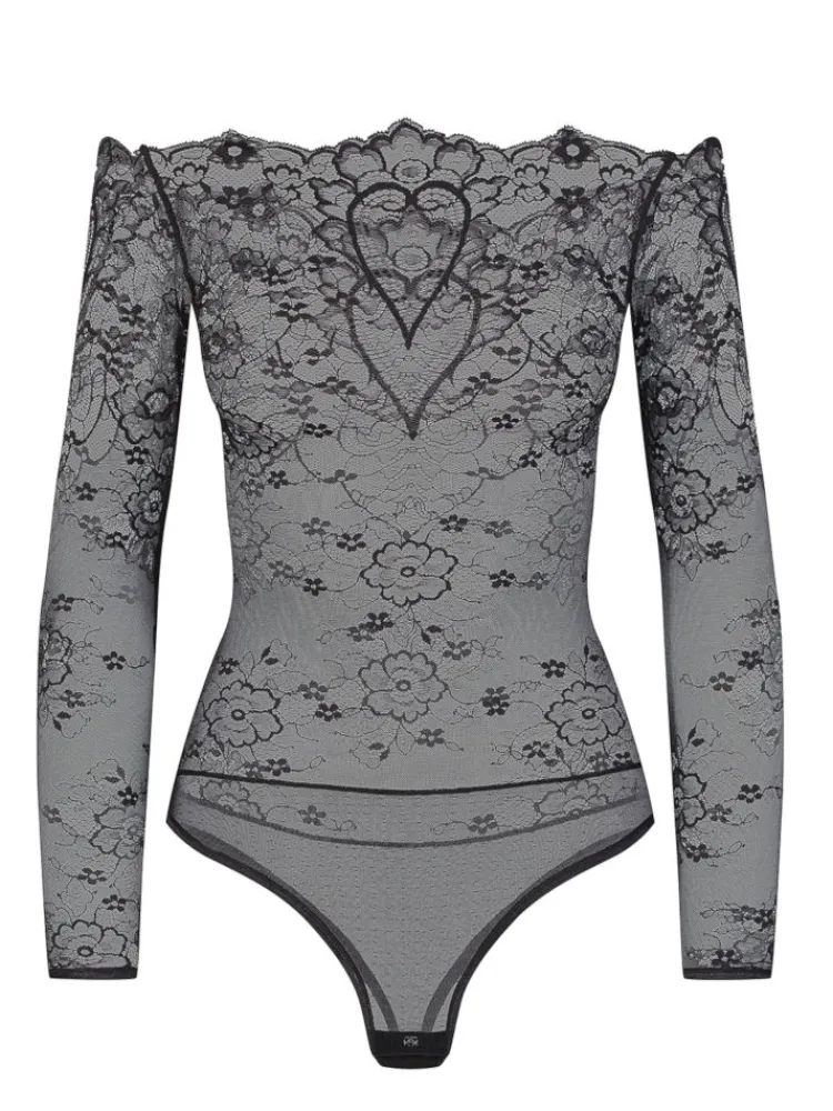Langarm|Alle Bodys^Cadolle Langarm-Body COEUR Spitze schwarz von schwarz mit Spitze
