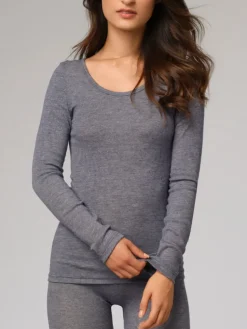 Wolle-Seide Shirts|Langarm^comazo | earth Langarmshirt 2716 mit Wolle und Seide comazo|earth beige oder jeans meliert