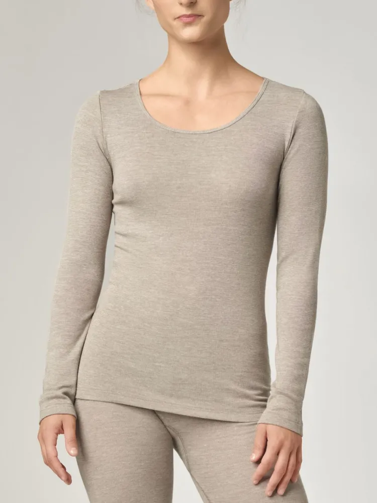 Wolle-Seide Shirts|Langarm^comazo | earth Langarmshirt 2716 mit Wolle und Seide comazo|earth beige oder jeans meliert