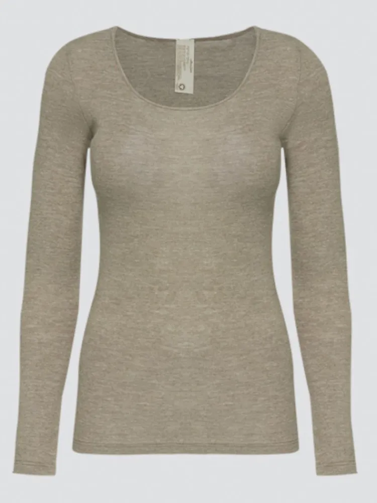 Wolle-Seide Shirts|Langarm^comazo | earth Langarmshirt 2716 mit Wolle und Seide comazo|earth beige oder jeans meliert