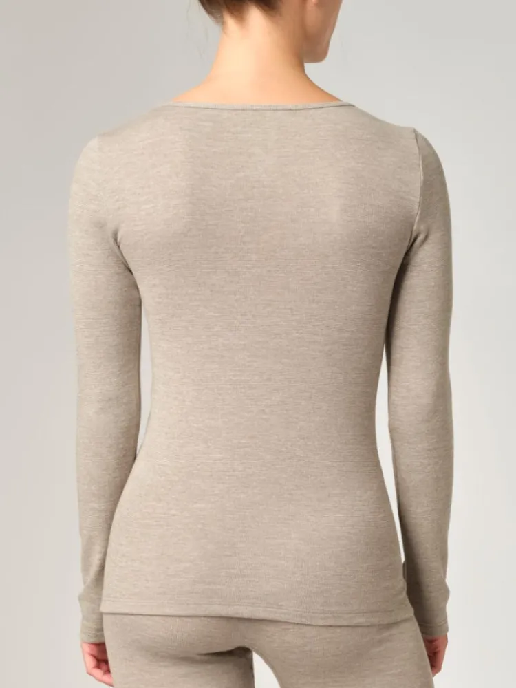 Wolle-Seide Shirts|Langarm^comazo | earth Langarmshirt 2716 mit Wolle und Seide comazo|earth beige oder jeans meliert