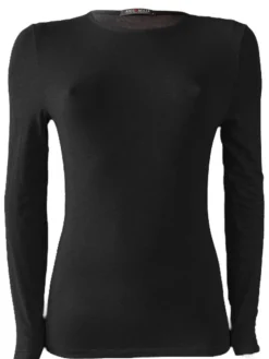 Langarm^Artimaglia Langarmshirt Rundhals von Voile mit Kaschmir schwarz oder beige melliert