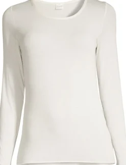 Langarm^Oscalito Langarmshirt von Jersey mit Modal und Kaschmir champagner cremeweiß oder schwarz