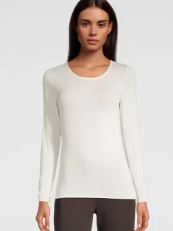 Langarm^Oscalito Langarmshirt von Jersey mit Modal und Kaschmir champagner cremeweiß oder schwarz