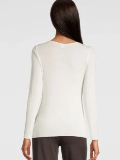 Wolle-Seide Shirts|Langarm^Oscalito Langarmshirt von  mit Modal und Kaschmir champagner cremeweiß oder schwarz