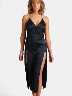 Alle Negligés|Seidenneglige^Aubade Langes Negligé SILK DESIRE von schwarz
