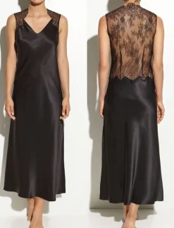Seidennachthemd|Alle Negligés^Luna di Seta Langes Seidennegligé COUTURE LACE uni von