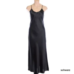 Alle Negligés|Seidenneglige^Luna di Seta Langes Seidennegligé PIPING uni von schwarz oder weiß