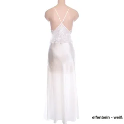 Alle Negligés|Seidenneglige^Luna di Seta Langes Seidennegligé PIPING uni von schwarz oder weiß