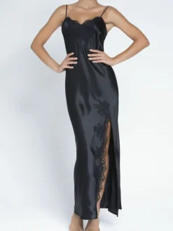 Alle Negligés|Seidenneglige^Lise Charmel Langes Seidennegligé SPLENDEUR SOIE mit Spitze von schwarz