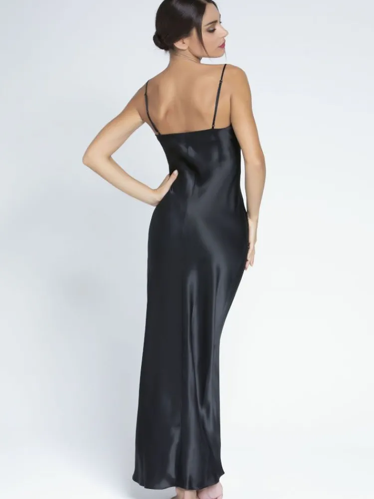 Alle Negligés|Seidenneglige^Lise Charmel Langes Seidennegligé SPLENDEUR SOIE mit Spitze von schwarz