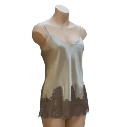 Tops Mit Spitze|Spaghettiträger Tops^Luna di Seta Langes Seidentop TONES LACE Seide von