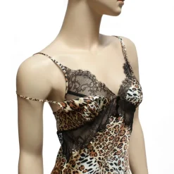 Seidennachthemd|Alle Negligés^Luna di Seta LAST PIECE Animal-Print Seiden-Negligé LEOPARD Größe XL 42 von animal-print Leopard (braun - schwarz) mit Spitze