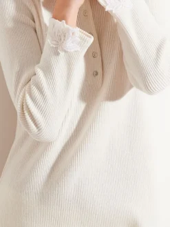 Lounge-Wear^Chiara Fiorini LAST PIECE Freizeitanzug KUSCHEL COTTON zwei-teilig von Größe 40 cremeweiss creme-weiß