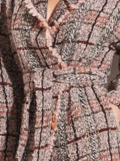 Lounge-Wear|Strickjacken & -Mäntel^Chiara Fiorini LAST PIECE Jacke KUSCHEL BOUCLE rosa-grau von mit Wolle und Alpaka Größe 42 rosa mit grau