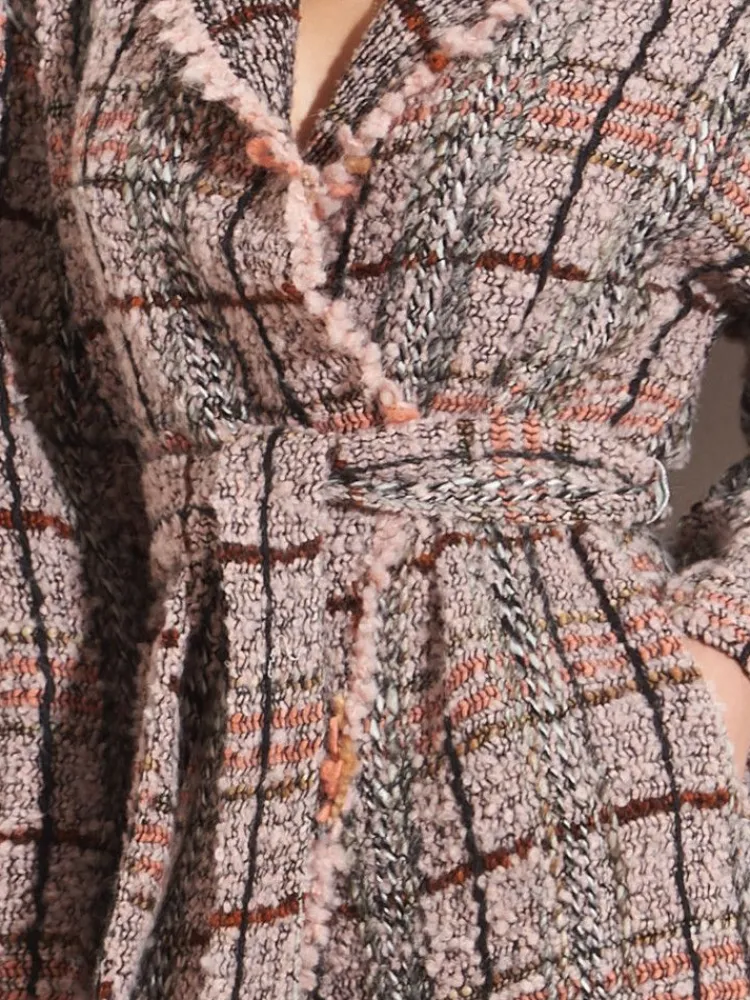 Lounge-Wear|Strickjacken & -Mäntel^Chiara Fiorini LAST PIECE Jacke KUSCHEL BOUCLE rosa-grau von mit Wolle und Alpaka Größe 42 rosa mit grau