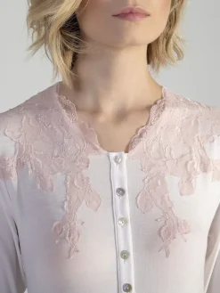 Edle Nachthemden^Verdiani LAST PIECE Langarm Nachtkleid ANGEL in von Größe 40 rosa