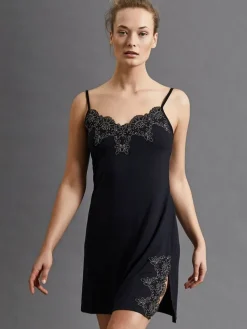 Edle Nachthemden^Fu00fcrstenberg LAST PIECE Modal Nachthemd BLACK schwarz Größe 36 von Fürstenberg schwarz mit Spitze