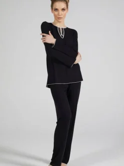 Feine Pyjamas^Verdiani LAST PIECE Modal Schlafanzug WKND No. 1 schwarz-puder von Größe 44 schwarz mit puder