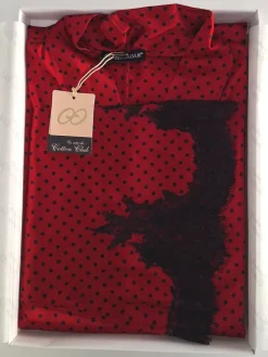 Morgenmantel Kurz|Morgenmantel Aus Satin^Cotton Club LAST PIECE Morgenmantel ZAFFIRO von mit Seide Größe 40 rot-schwarz rot mit schwarz oder schwarz mit champagner-weiß