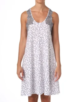 Edle Nachthemden^IMEC LAST PIECE Nachthemd CECILIA weiß-dunkelblau mit Modal Größe 44 von weiß mit dunkelblau