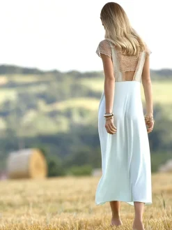 Edle Nachthemden^Chiara Fiorini LAST PIECE Nachtkleid VERDE lang von mit Modal Größe 44 hellgrün mit taupe-beige